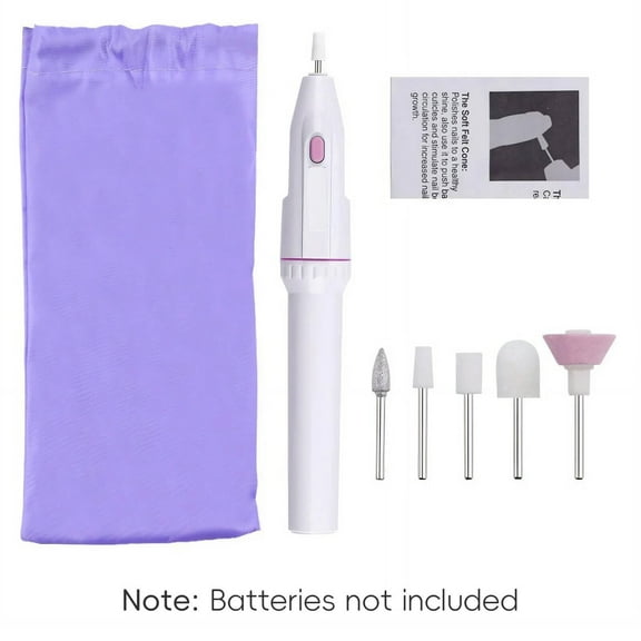 FACEGA Nail Filer Electric,5 Types of Grinding Heads Nail Dremel Tool for Women,Battery Installation Cordless Nail Drill,White