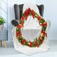 thumbnail image 4 of Christmas Alphabet Soft Flannel Fleece Blanket, O Letter as Winter Symbol Ornamented with Ribbons and Baubles, Cozy Plush for Indoor and Outdoor Use, 60" x 80", Pearl and Olive Green, by Ambesonne, 4 of 5