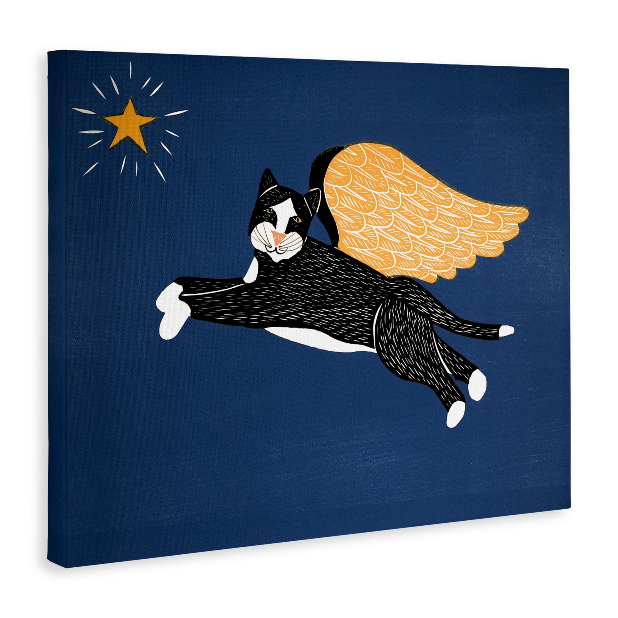 Angel Cat with Star Canvas Wall Art, design by Stephen Huneck