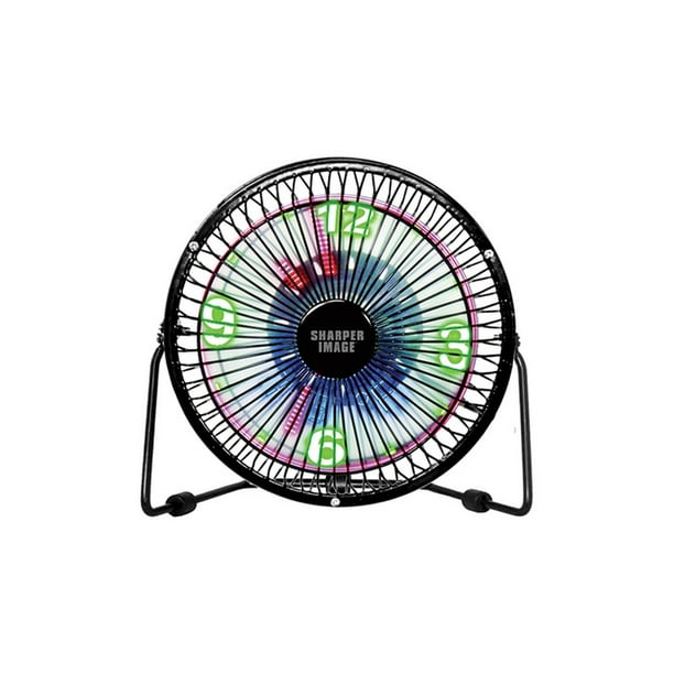 Sharper Image LED Clock Table Top Fan USB