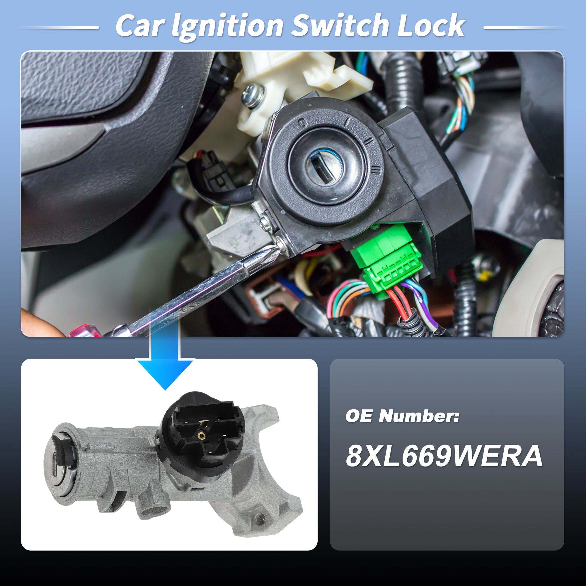 Unique Bargains No.8XL669WERA Ignition Lock Cylinder for Dodge for Ram Promaster 2014-2021