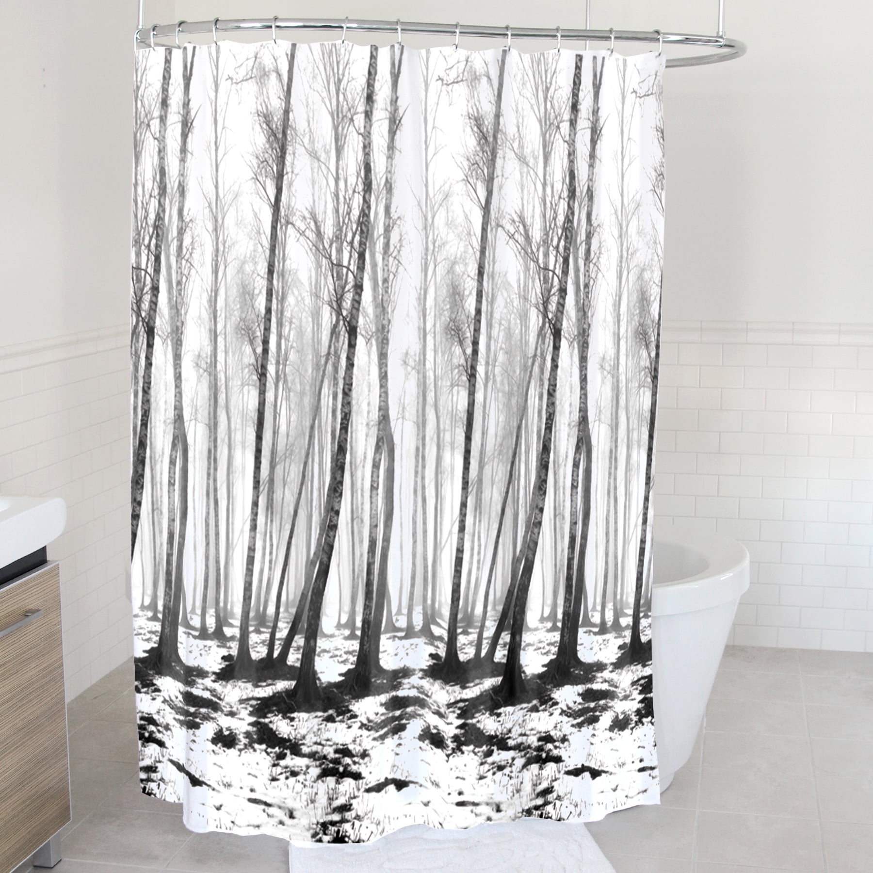 Splash Home Fog Forest Polyester Fabric Shower Curtain 70 X 72 Splash Home Fog Forest Polyester Fabric Shower Curtain 70 X 72 Black White Com