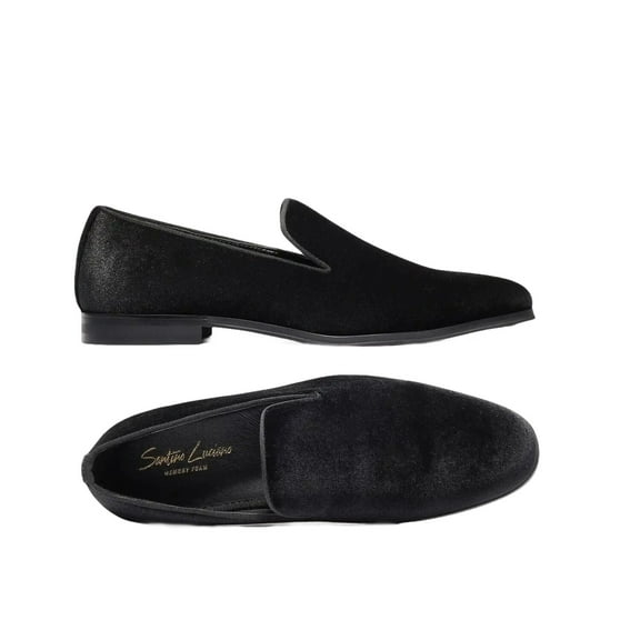 Mens Santino Luciano Shoes Soft Velvet Slip on Loafer Formal Wedding C351 Black