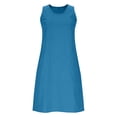 thumbnail image 5 of BRGZLK Linen Casual DressES for Women 2026 Casual Solid Color Vacation Beach V-Neck Summer Sleeveless Boho Floral A-line Flowy Tank Midi Dresses Blue M, 5 of 5