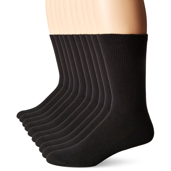Hanes Ultimate Men's 10-Pack FreshIQ Cushion Crew Socks, Black, Sock Size: 10-13-Shoe Size:6-12
