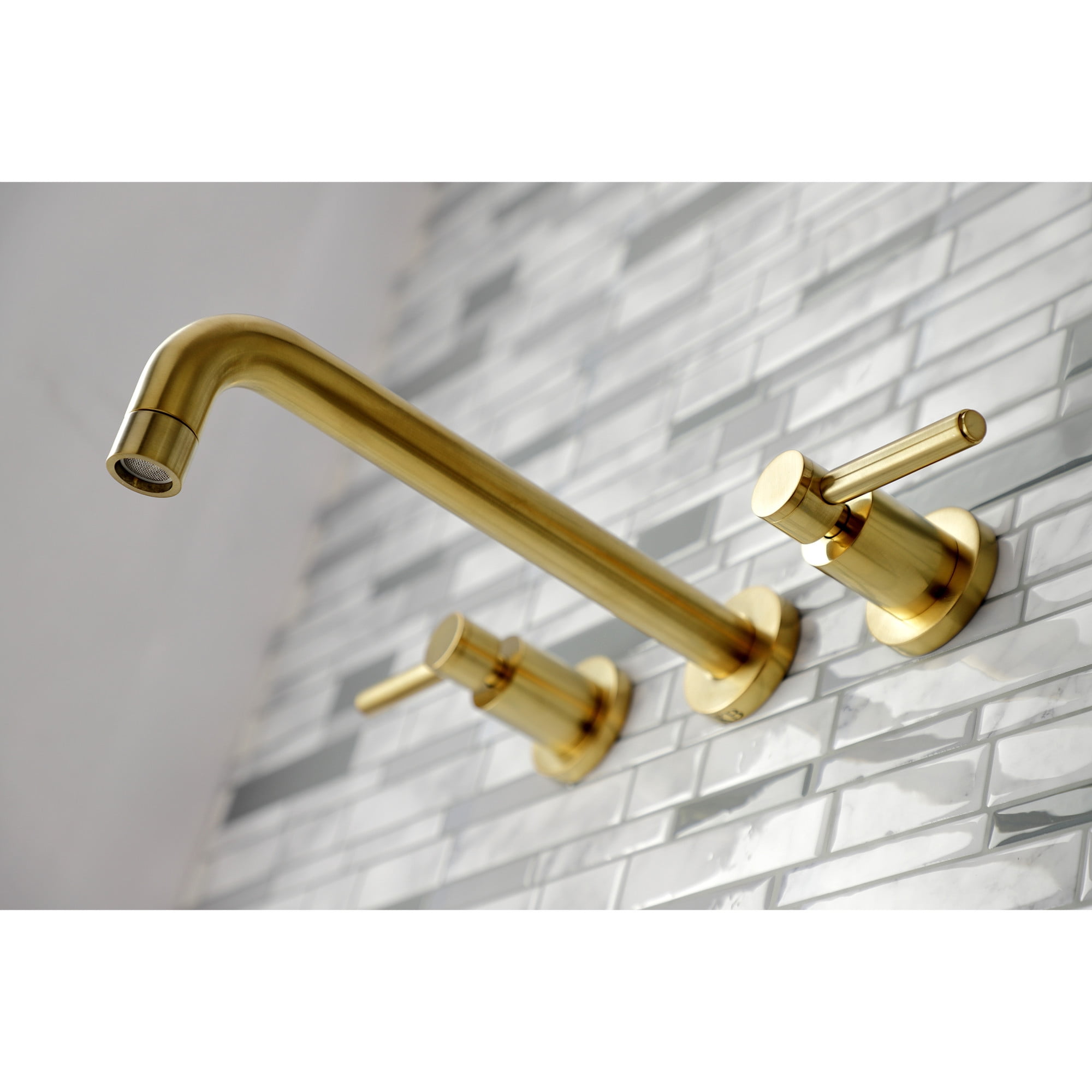 Kingston Brass KS8027DL Concord Two-Handle 3-Hole Wall Mount Roman Tub Faucet in Brushed Brass