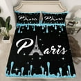 thumbnail image 2 of jejeloiu Paris Eiffel Tower Full Size Sheets,Chic Glitter Print Bed Sheets,Blue Black Sheet Sets For Girls Boys,Breathable Home Decor,4pcs, 2 of 7