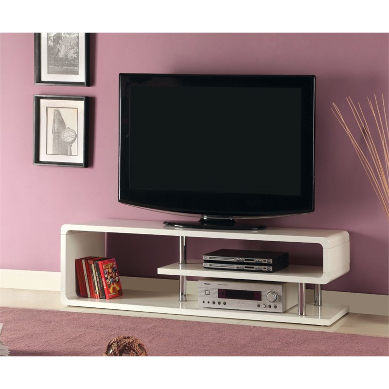 Furniture of America Gadd Contemporary Wood 55inch TV Stand in White