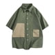 thumbnail image 1 of Playera Elvqul para Hombre Verde del Ejército Casual de Color Sólido Manga Larga con Solapa Abotonada, 1 of 3