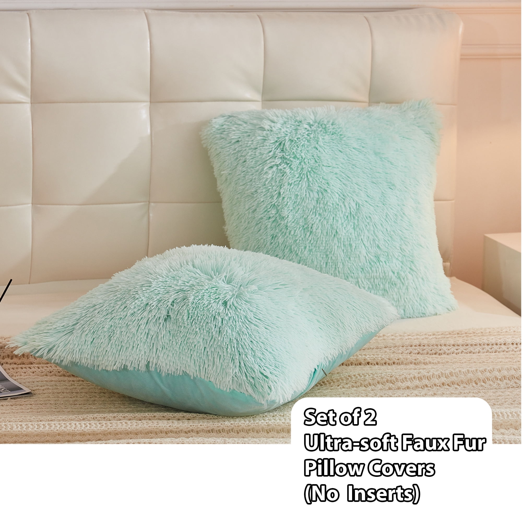 Shaggy Baby Blue Faux Fur Pillow Cover – HomeyCozy