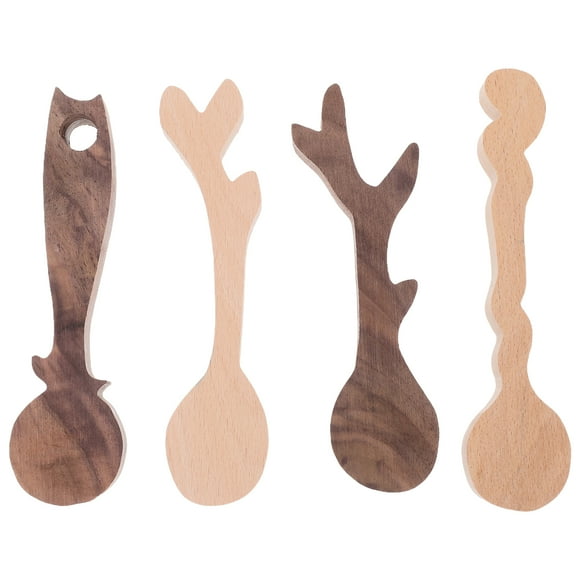 4pcs Spoon Carving Wood Blanks Unfinished Wooden Crafts For Diy Wood Carving Spoon Blank Kit For Handicraft Enthusiasts And Beginners