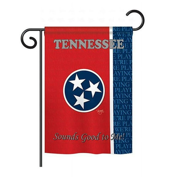 Breeze Decor BD-SS-GS-108130-IP-BO-D-US13-BD 13 x 18.5 in. Tennessee Americana States Impressions Decorative Vertical Double Sided Garden Flag Set with Banner Pole