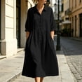 thumbnail image 2 of Womens Dresses Zeliretfy Women's Button Up Polo Collar Shirt Dress 3/4 Sleeve Ruffle Tiered Flowy Maxi Long Dress Casual Fashion Solid Color Dress, 2 of 8