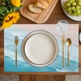 thumbnail image 4 of Blue Coastal Wave Placemats Set of 6, Summer Modern Ocean Beach Placemats for Dining Table, Place Mats for Kitchen Tabletop, Waterproof Wipeable Dining Table Mats Set, 4 of 9