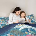 thumbnail image 4 of Castle Fairy Retro Surf Skeleton Tile King Size Comforter Sets 3pcs,Tropical Wave Palm Summer Seamless Pattern Comforters King Size,Blue Cream,Navy Blue Reversible,1 Comforter and 2 Pillowcases, 4 of 6