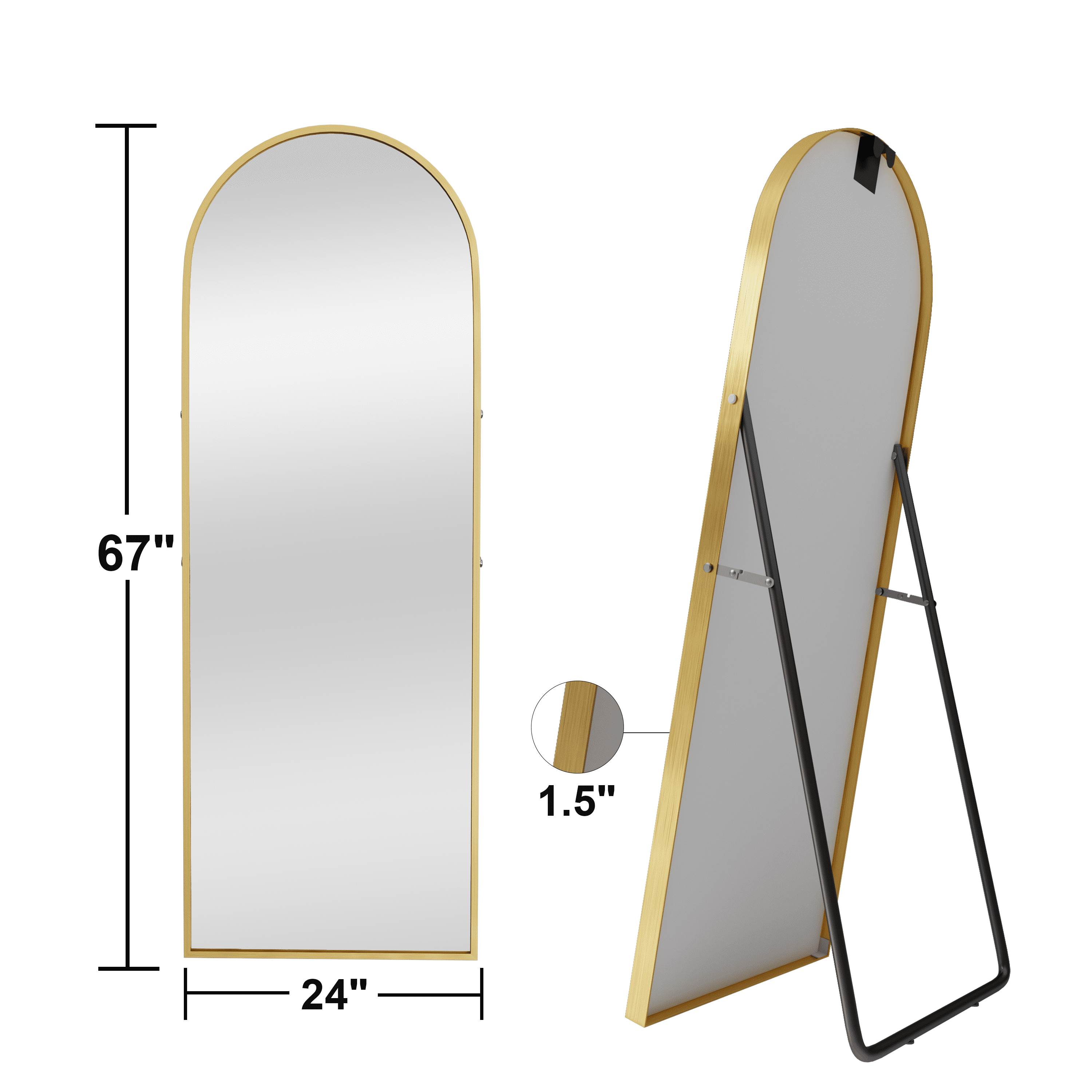 67"x24" Modern Arched Aluminum Alloy Frame Full Length Mirror Floor Mirror,Gold