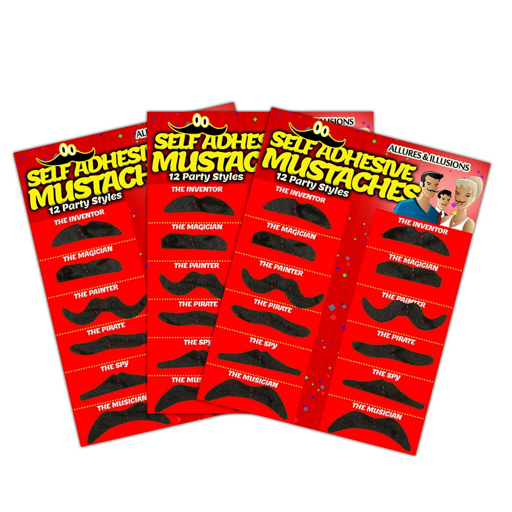 36 Pack Fake Mustache Mustaches Novelty & Toy 36pk (Red)