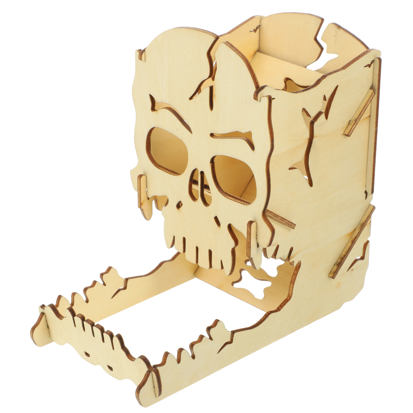 1 Set Wooden Skull Shaped Dice Tower for Building Games Smooth Board Game Play
