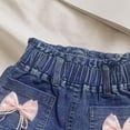 thumbnail image 4 of NAISIBABY Denim Shorts for Girls, Bow Pockets Elastic Waist Summer Fashion Kids Casual Shorts Blue 3T, 4 of 5