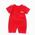 thumbnail image 2 of KPOPLK 3M 6M 9M 12M 18M 24M Baby Boy Romper Unisex Short Sleeve Jumpsuit Playsuit Bodysuit with Letter Print Soft Clothes One-Piece Size 12-18 Months,Red, 2 of 4