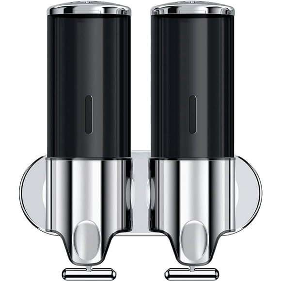 2 in 1 Chamber Wall Mounted Bathroom Shower Pump Dispenser and Organizer-Holds Shampoo, Soap, Conditioner, Shower Gel
