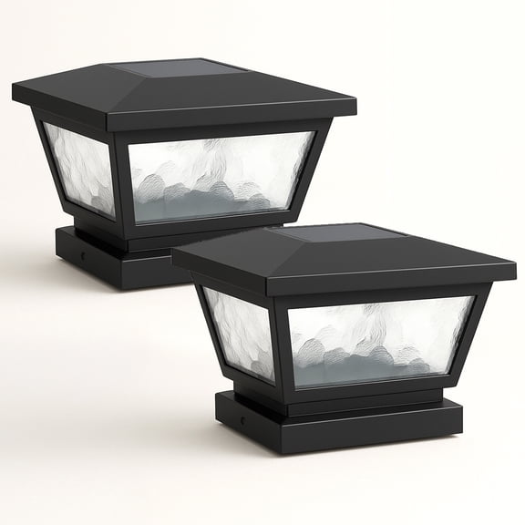 Classy Caps Fairmont Solar Post Cap & Wall Light Black Set of 2