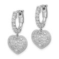 thumbnail image 5 of Auriga Fine Jewelry 925 Sterling Silver 86 Stone CZ Heart Dangle Hinged Hoop Earrings for Women, 5 of 6