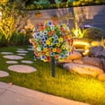 thumbnail image 1 of Estaca de jardín de flores artificial de 24 Arbustos de vegetación para la boda del césped del patio trasero Naranja azul amarilla, 1 of 8