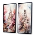 thumbnail image 3 of Designart "Pastel Dreams of Castles II" Castles Framed Wall Art Set Of 2 - Pink Architecture Framed Wall Art Set Of 2, 3 of 7