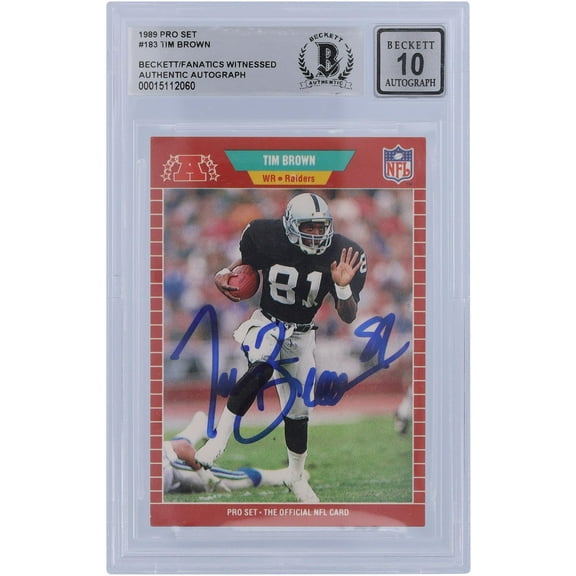 Tim Brown Los Angeles Raiders Autographed 1989 Pro Set #183 Beckett Fanatics Witnessed Authenticated 10 Rookie Card - Fanatics Authentic Certified