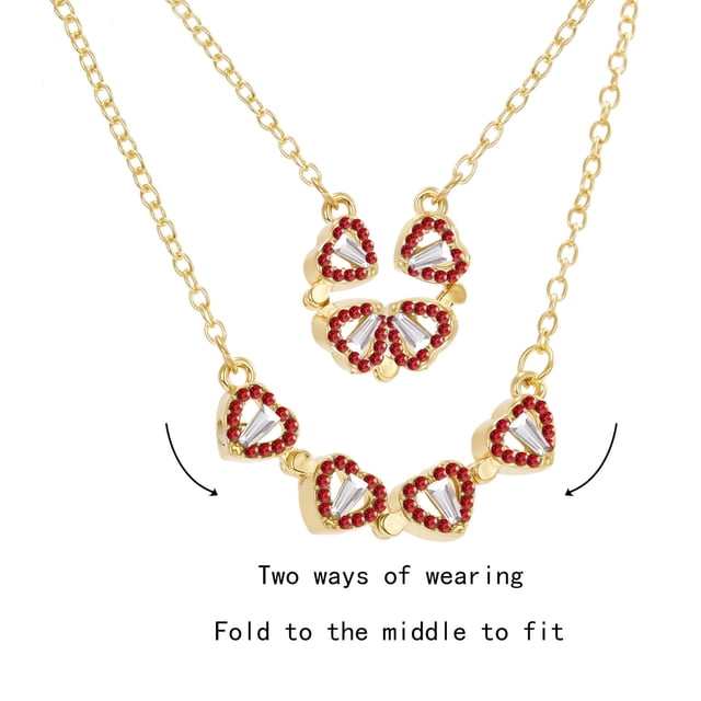 Fiudx Collar Único Plegables En Forma de Corazón y Cadena En Clavícula En Flores