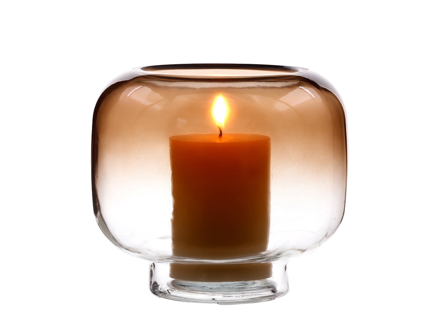 Mainstays 6.5" Brown Ombre Glass Hurricane Pillar Candle Holder Medium