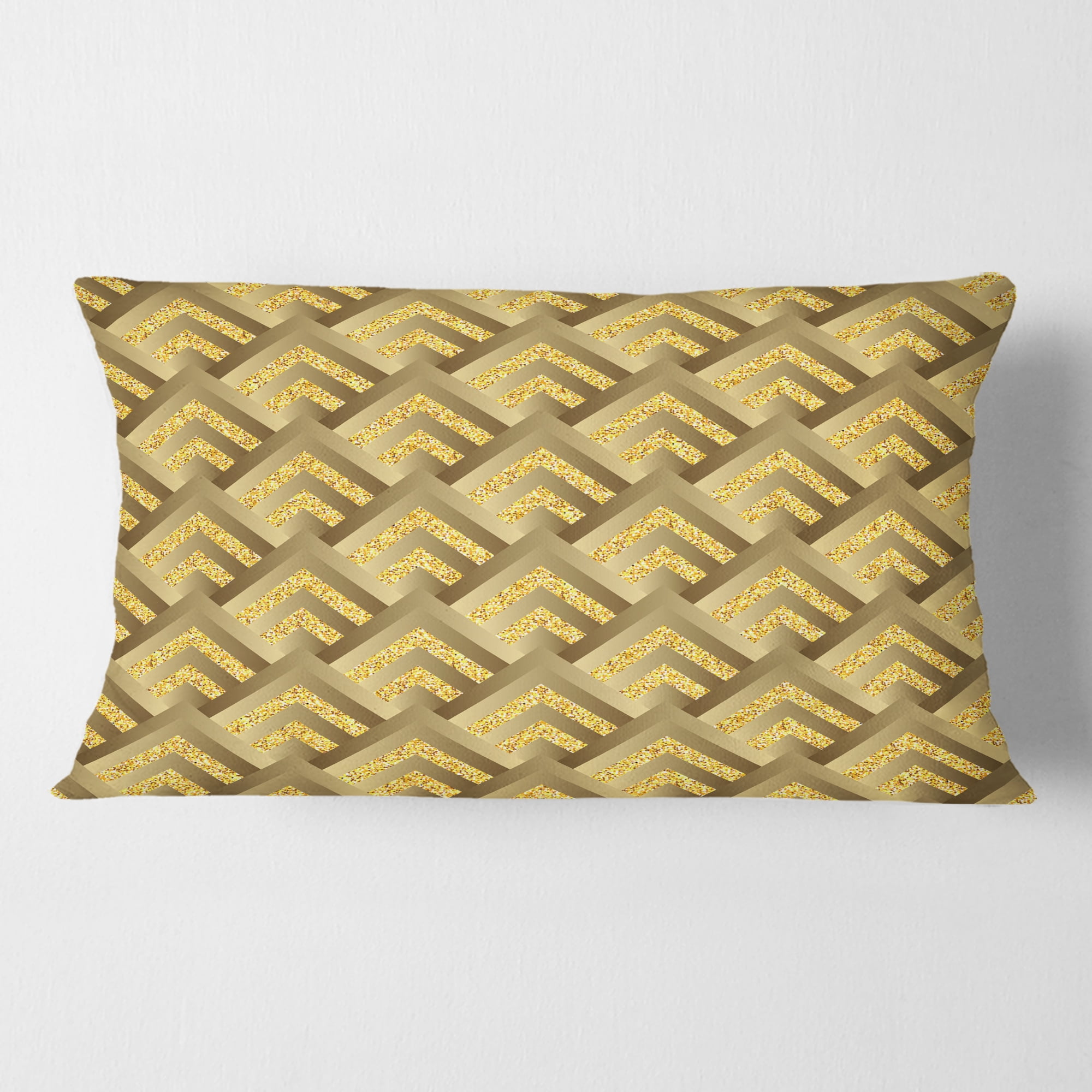 Designart Golden Plaid pattern' Mid-Century Modern Throw Pillow - 12x20