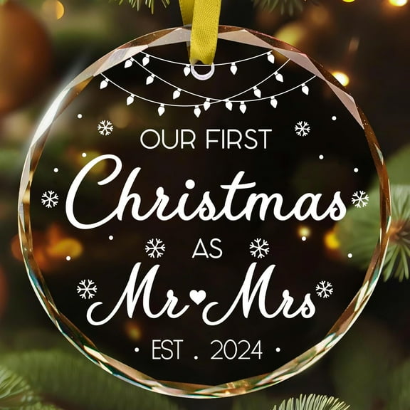 Our First Christmas As Mr and Mrs Ornament 2025 - Wedding Couple Gifts, Bridal Shower, Newlyweds Marriage Gifts, 1st Year Married, Just Engaged Keepsake Presents for Bride & Groom, Her & Him