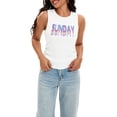 thumbnail image 1 of Camisetas sin mangas de cuello redondo acanaladas para mujer ATHLECHIC XL con estampado blanco, 1 of 5