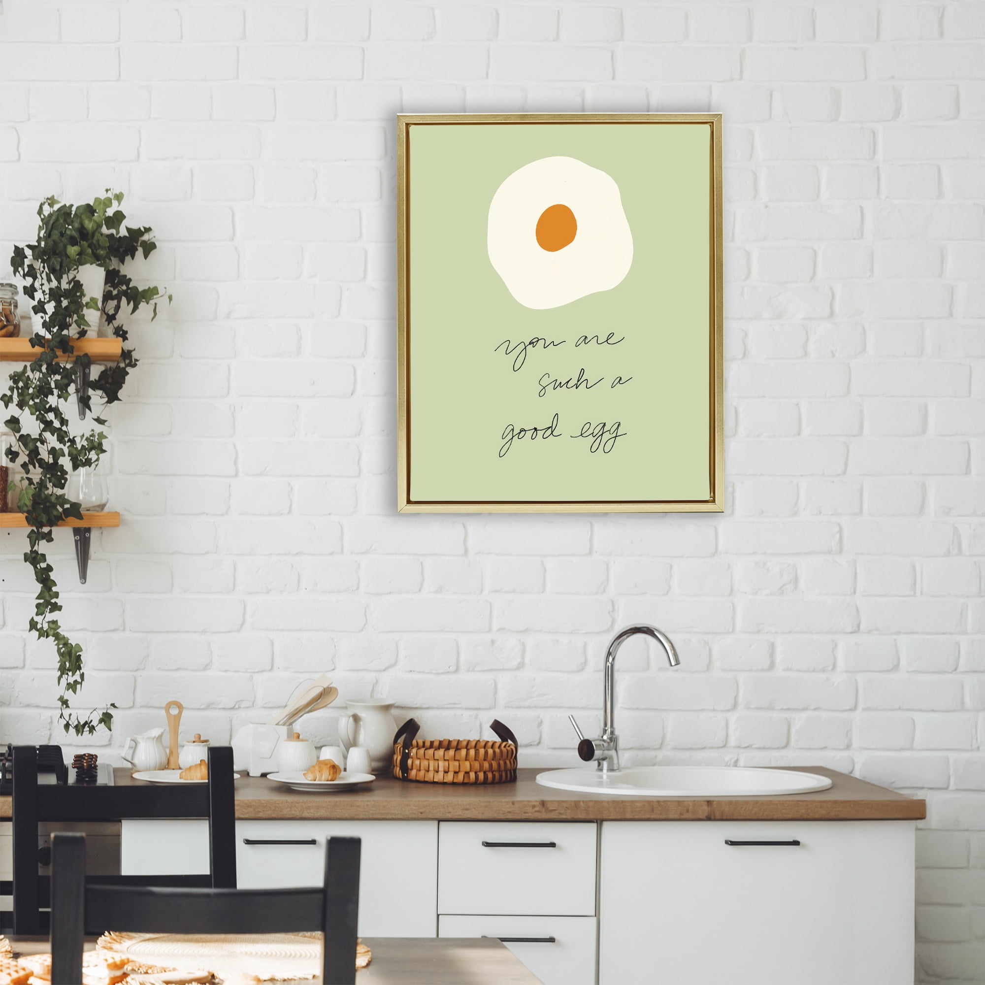 Stupell Industries You Are A Good Egg Gold Framed Floater Canvas Wall Art, design by SD Graphics Studio