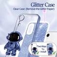 thumbnail image 4 of For iPhone XR Blue Case Astronaut, Clear Cases for iPhone XR with Glitter Paper & Spaceman Stand, Women Girls Cute Electroplated Sparkly Space Phone Cover for XR, 4 of 12