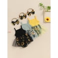thumbnail image 4 of Aojekbee Baby Girls Rompers Dress Sunflower Print Spaghetti Strap Tulle Skirt Hem Infant Bodysuits Summer Clothes with Headband, 4 of 10