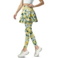 thumbnail image 2 of COEQINE Ruffle Pleated Tennis Skirted Legging for Women with Pockets Lemon and White Floral Print Fashion Breathable Golf Pickleball Leggings High Waist Tennis Skirts, M, 2 of 7