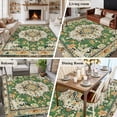 thumbnail image 5 of Green Boho Area Rug 5x7 FT, Non Slip Bedroom Throw Carpet, Farmhouse Tribal Vintage Tribal Texture Washable Soft Floor Carpet Non-Shedding Rug for Dining Room Bedside Classroom Desk, 5 of 9