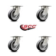 thumbnail image 2 of 5 Inch KP Rubber on Aluminum Swivel Caster Set with Ball Bearings SCC, 2 of 2