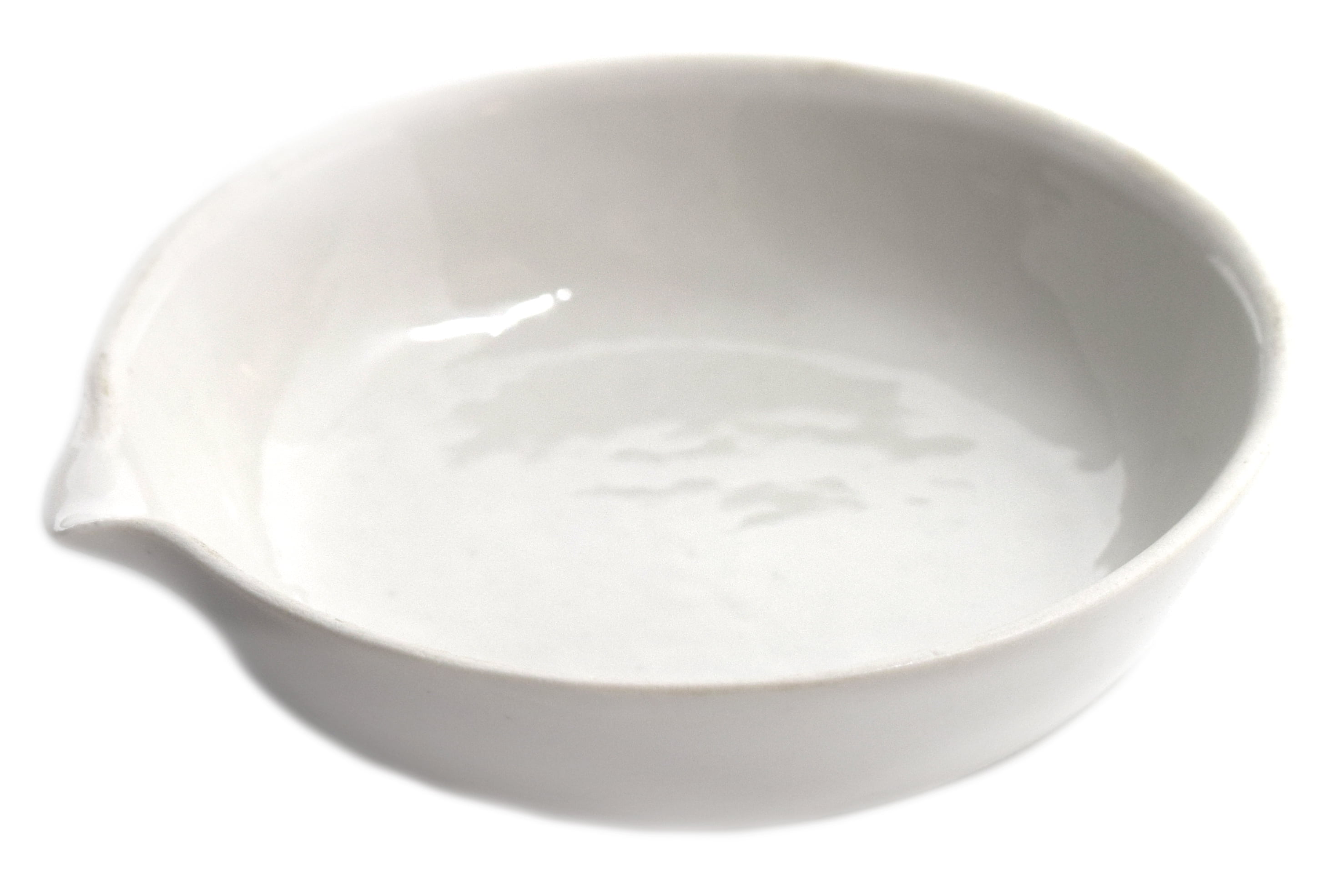 Evaporating Basin 2.5" (65mm) dia. Porcelain, Flat bottom with Spout