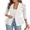 White, variant on ChicMe Women's Lace Blazer Patchwork Lapel 3/4 Sleeve Lightweight Dressy Work Suit Jacket Trendy Business Casual Blazers Black-L