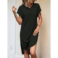 thumbnail image 5 of Ladies Summer Solid Color Slit Midi Dress Black S, 5 of 9