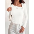 thumbnail image 3 of PRETTYGARDEN Womens Early Fall Fashion Long Sleeve T Shirts Asymmetrical Ribbed Fitted Trendy Going Out Tops Y2K Outfits, 3 of 8
