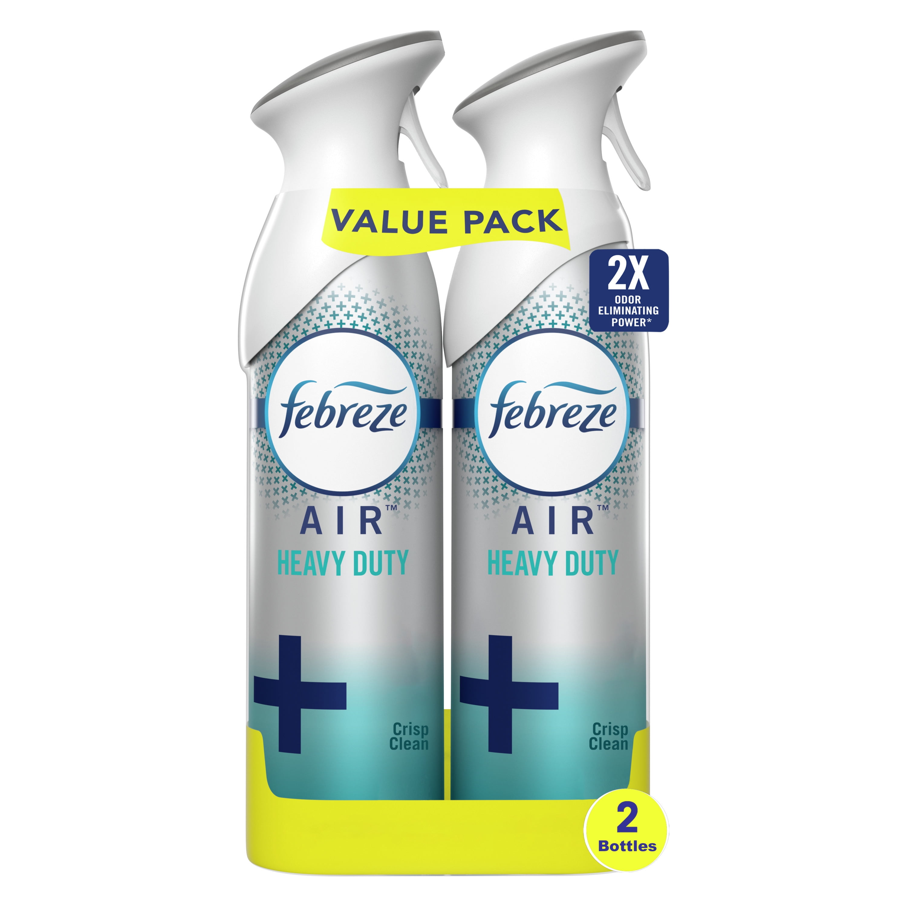 Febreze Odor-Fighting Air Freshener, Heavy Duty Crisp Clean, Pack of 2, 8.8 fl oz each