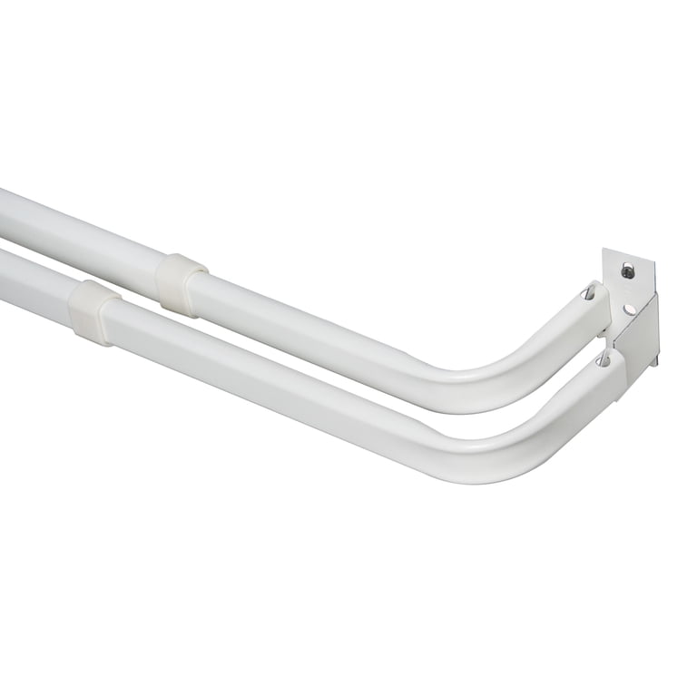 Adjustable Double Curtain Rod 28-48 Inches White 2 Pack photo 2