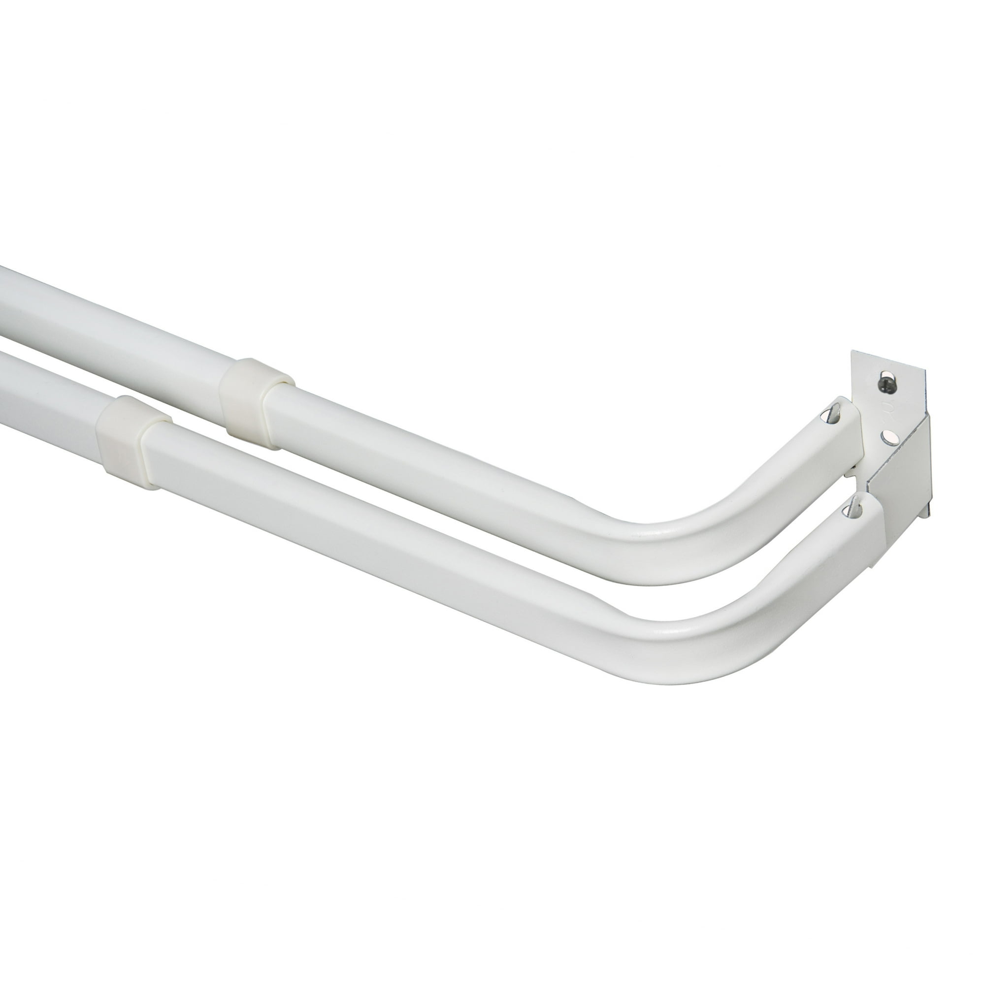 Mainstays Wrap-Around Adjustable Double Curtain Rod, 84-120 in, 2-3 in Projection, White