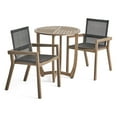 thumbnail image 6 of Luciano Outdoor 3 Piece Acacia Wood and Mesh Round Dining Set, Gray, Black, 6 of 6