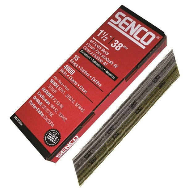 SENCO DA17EABN Angled Finish Nail,15ga,11/2 In,PK4000